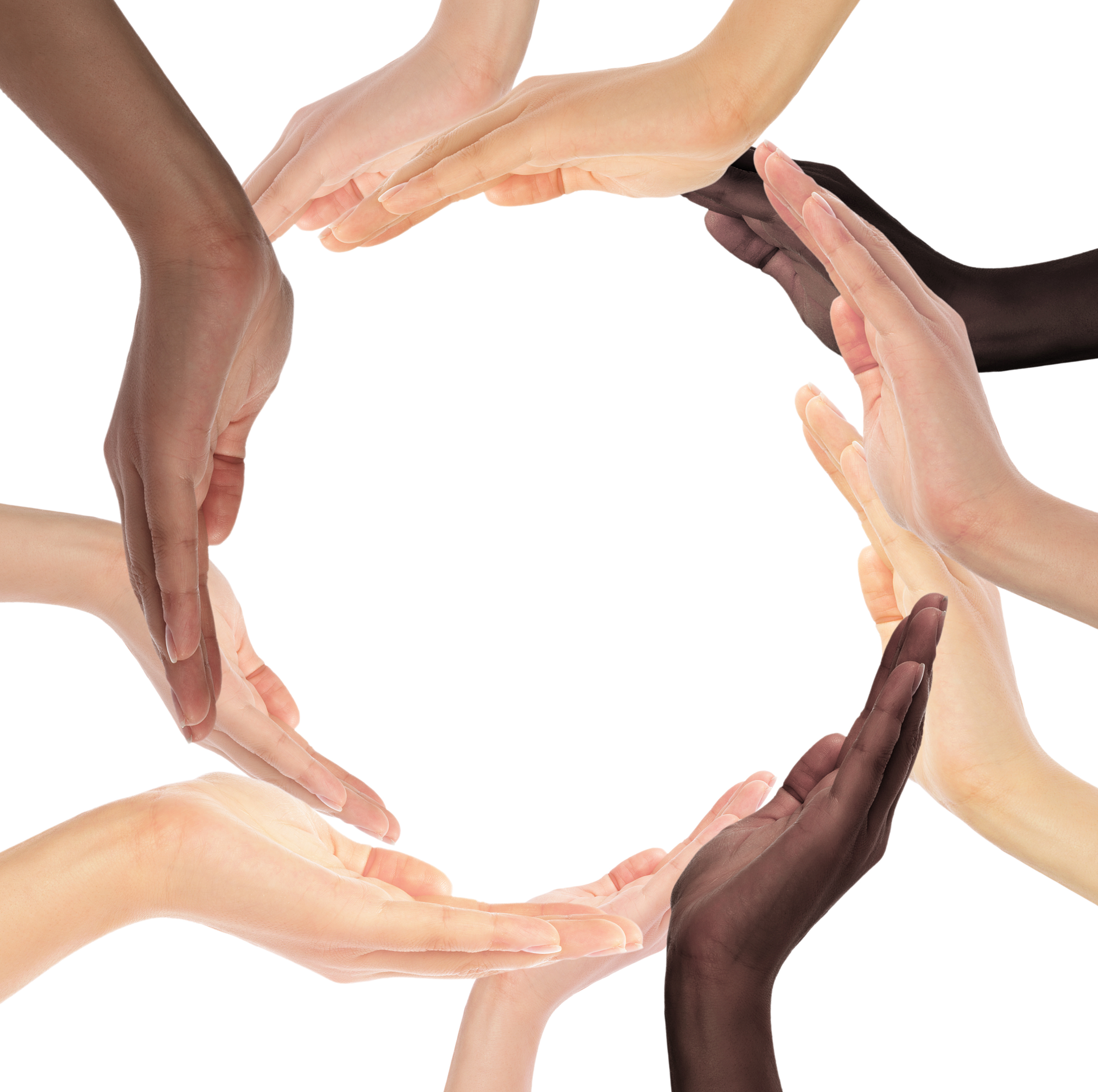 Multiracial Hands Making a Circle